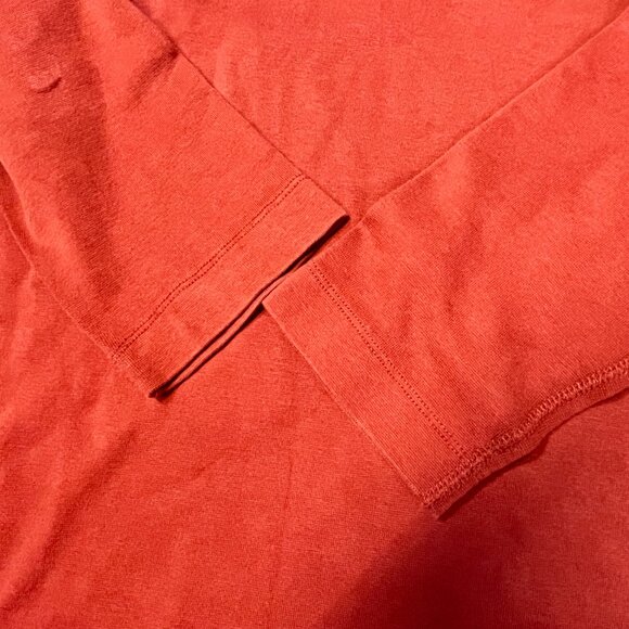 Vintage Mossimo Stretch Shirt Women’s M Orange V-Neck 3/4 Sleeves Sweatshirt szM - Picture 11 of 12